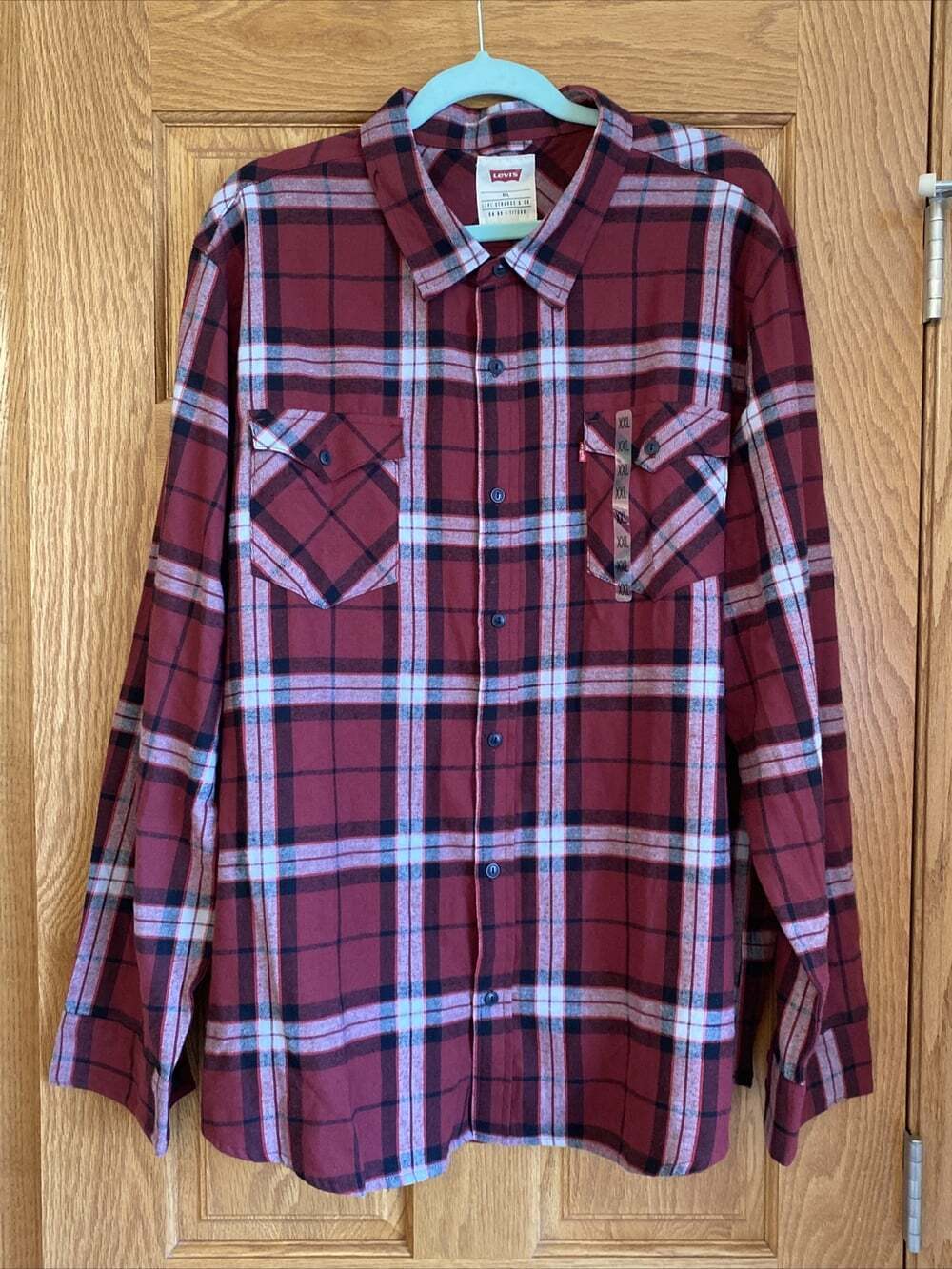 Levi’s Men’s Flannel Shirt XXL Plaid Red Outdoors New